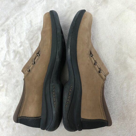 Merrell Women's Topo Twist Stone Suede Leather Slip On Loafer Shoe Size 8 - Picture 6 of 12